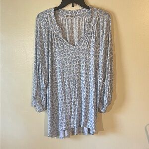 Elegant Blue Patterned Women's Blouse